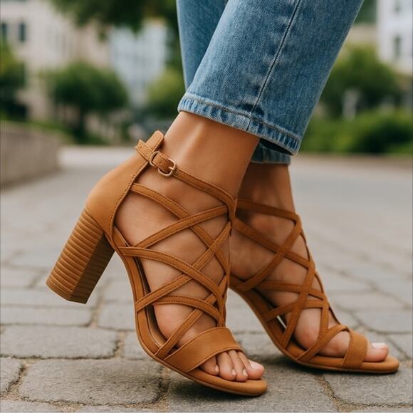 Brash Gladiator Style Block Heal Sandal Size 11 - Picture 2 of 9